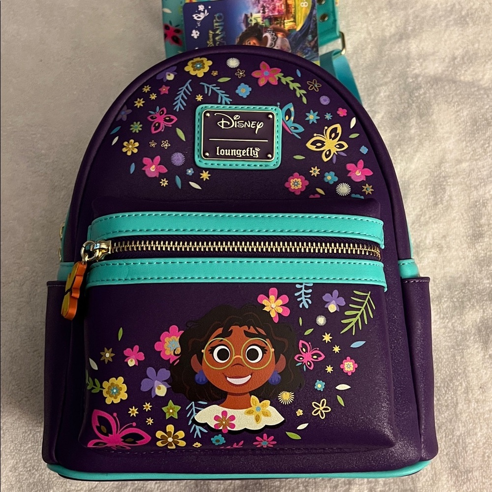 Disney Encanto Loungefly Purple Floral Mini Backpack